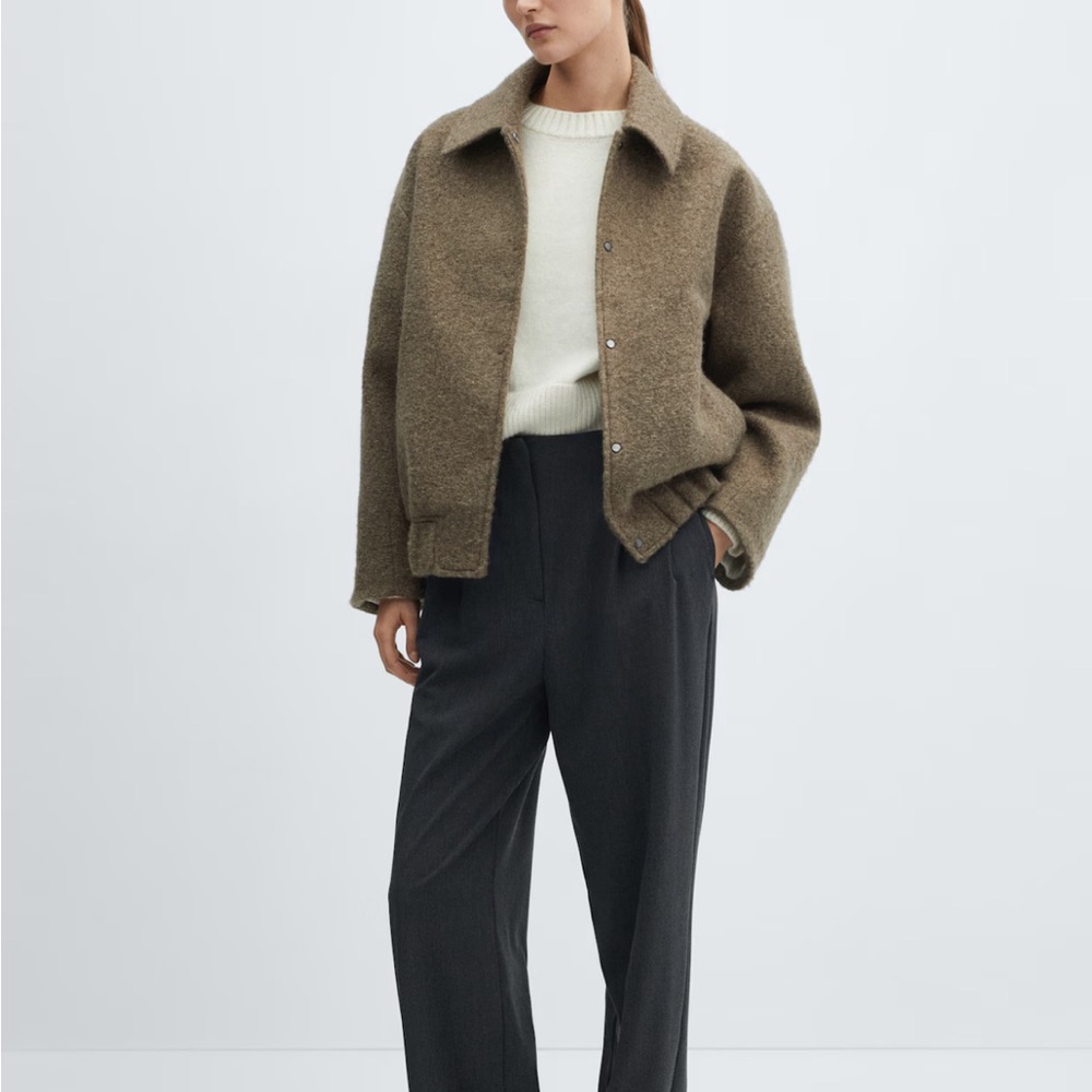 Mango khaki brown oversized bomber jacket